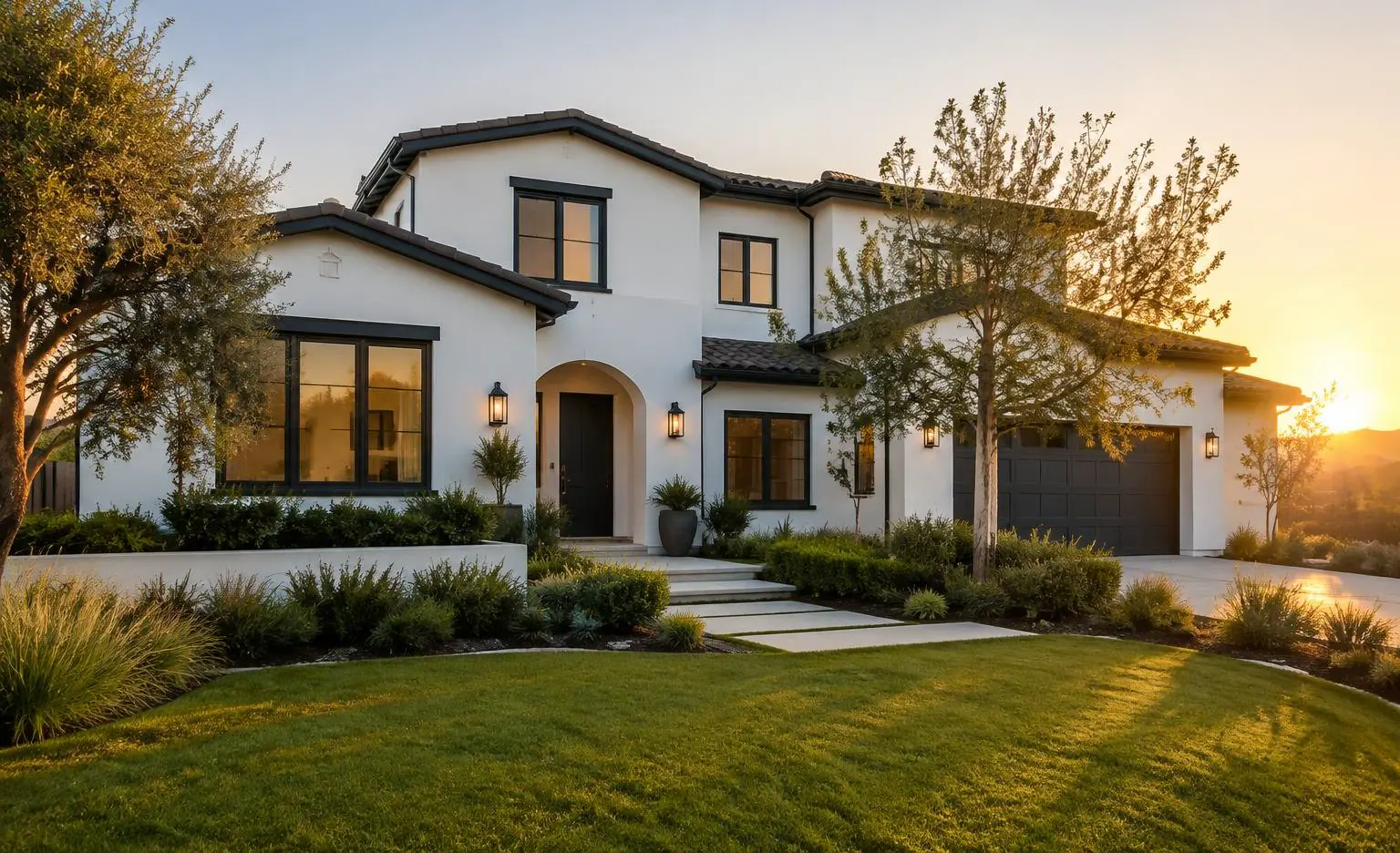A freshly coated Orange County home exterior